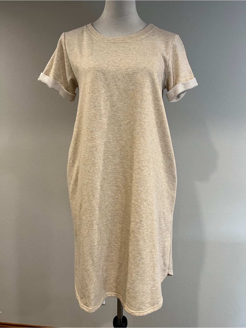 Hello Miz maternity Casual Cream short sleeves T-Shirt Dress size small